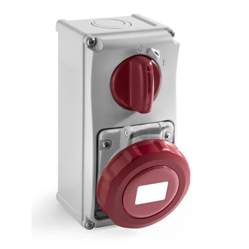 RS PRO Wall Mount Industrial Power Connector, 16A, 400V, IP67, Red, 3P+N+PE IP67