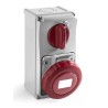 RS PRO Wall Mount Industrial Power Connector, 16A, 400V, IP67, Red, 3P+N+PE IP67