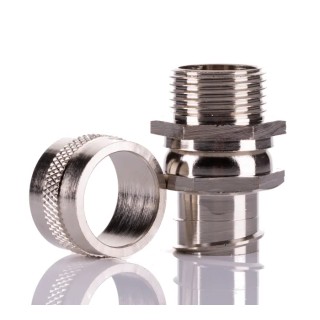 RS PRO Nickel-Plated Brass Conduit Fitting, M20 Thread, 20 mm Size, Silver, IP54, 214-9560