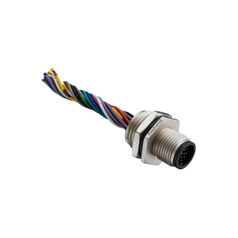 Amphenol Industrial Sensor Actuator Cable, 17-Way, Male M12 to Free End, 200 mm, IP68, M12A-17PMMC-SH8C20