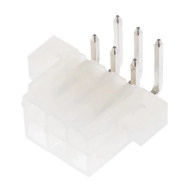 Molex Mini-Fit Jr Series Right Angle Through Hole PCB Header, 6 Contacts, 4.2 mm Pitch, 2 Row, Shrouded 39-29-1068