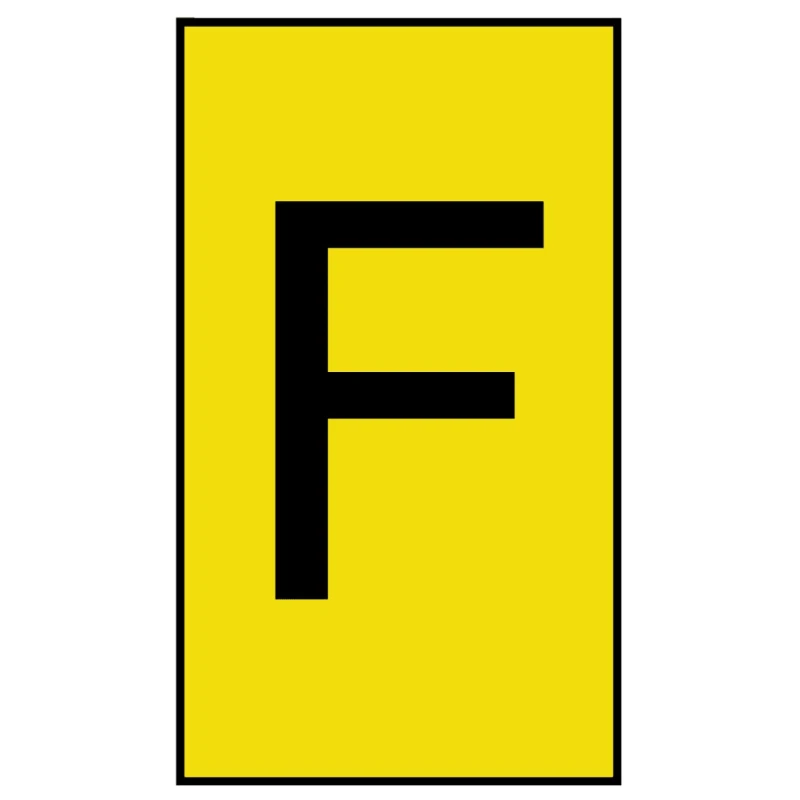 HellermannTyton Ovalgrip Slide-On Cable Marker, Pre-printed "F", Black on Yellow, Flame Resistant PVC, 2.5–6 mm 901-10457