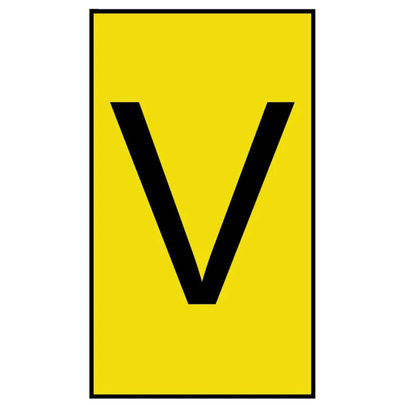 HellermannTyton Ovalgrip Slide-On Cable Marker, Pre-printed V Legend, PVC, Yellow, Black 531-00423 HOBS85-PVC-YE (500)
