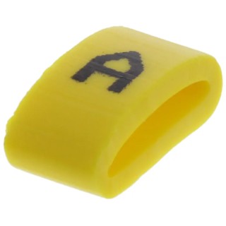 HellermannTyton Ovalgrip Slide-On Cable Marker, Pre-Printed 'A', 6mm Max Cable, 2.5mm Min Cable, Yellow PVC, Flame 901-10452