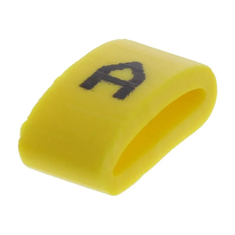 HellermannTyton Ovalgrip Slide-On Cable Marker, Pre-Printed 'A', 6mm Max Cable, 2.5mm Min Cable, Yellow PVC, Flame 901-10452