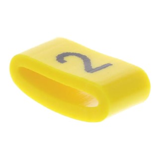 HellermannTyton Ovalgrip Slide-On Cable Marker, Pre-Printed "2", 2.5–6 mm, Black on Yellow, PVC, 901-10480