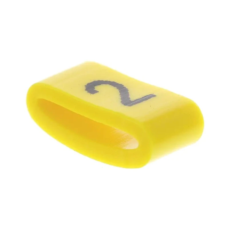 HellermannTyton Ovalgrip Slide-On Cable Marker, Pre-Printed "2", 2.5–6 mm, Black on Yellow, PVC, 901-10480