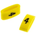 HellermannTyton Ovalgrip Slide-On Cable Marker Black on Yellow, Pre-Printed '4', 2.5–6 mm, PVC, Flame Resistant, 901-10482