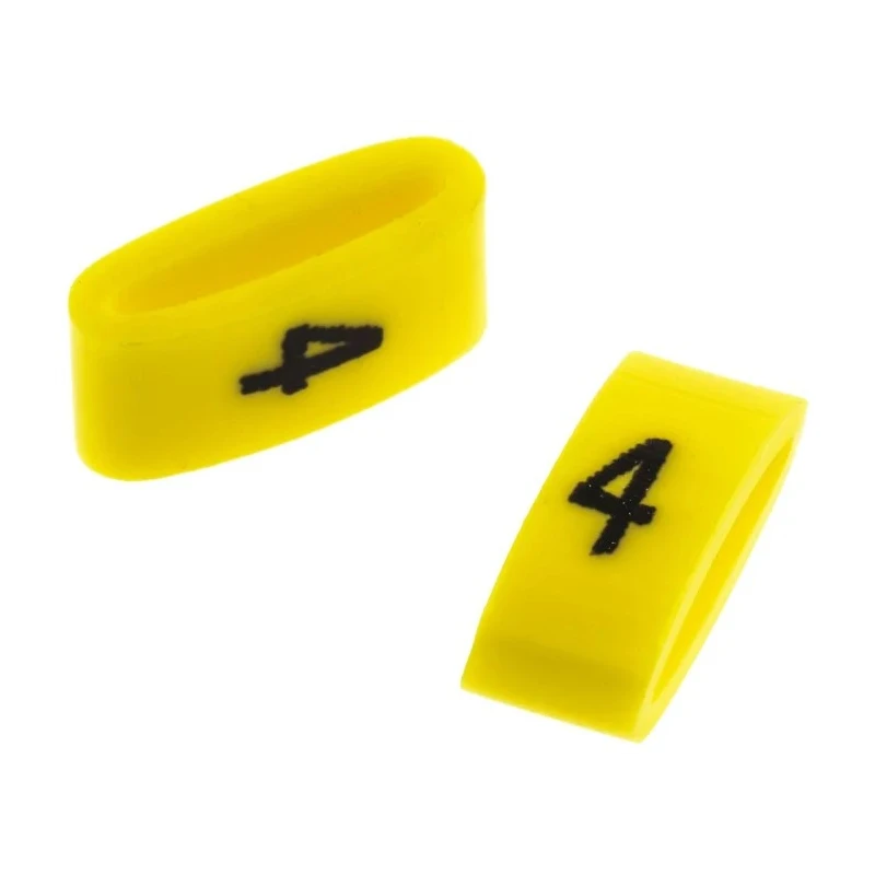 HellermannTyton Ovalgrip Slide-On Cable Marker Black on Yellow, Pre-Printed '4', 2.5–6 mm, PVC, Flame Resistant, 901-10482