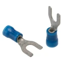 RS PRO PLASTI-GRIP Insulated Crimp Spade Connector, Vinyl, Blue, 16 AWG to 14 AWG, M5 Stud Size 34167