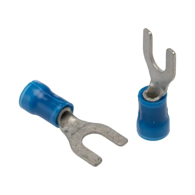 RS PRO PLASTI-GRIP Insulated Crimp Spade Connector, Vinyl, Blue, 16 AWG to 14 AWG, M5 Stud Size 34167