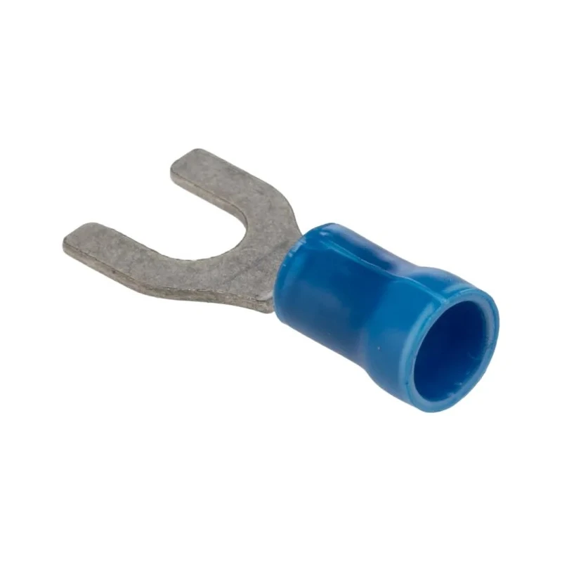 RS PRO PLASTI-GRIP Insulated Crimp Spade Connector, Vinyl, Blue, 16 AWG to 14 AWG, M5 Stud Size 34167