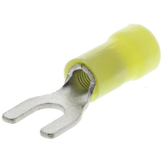 RS PRO PLASTI-GRIP Insulated Crimp Spade Connector 12 AWG–10 AWG, M5 Stud Size, Vinyl, Yellow 34176