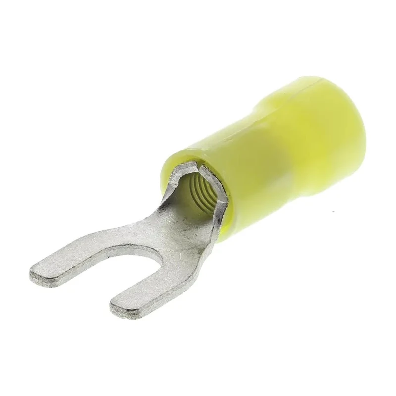 RS PRO PLASTI-GRIP Insulated Crimp Spade Connector 12 AWG–10 AWG, M5 Stud Size, Vinyl, Yellow 34176