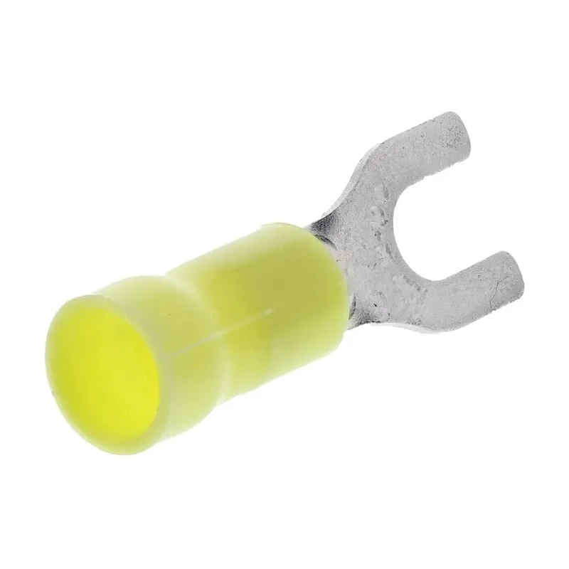 RS PRO PLASTI-GRIP Insulated Crimp Spade Connector 12 AWG–10 AWG, M5 Stud Size, Vinyl, Yellow 34176