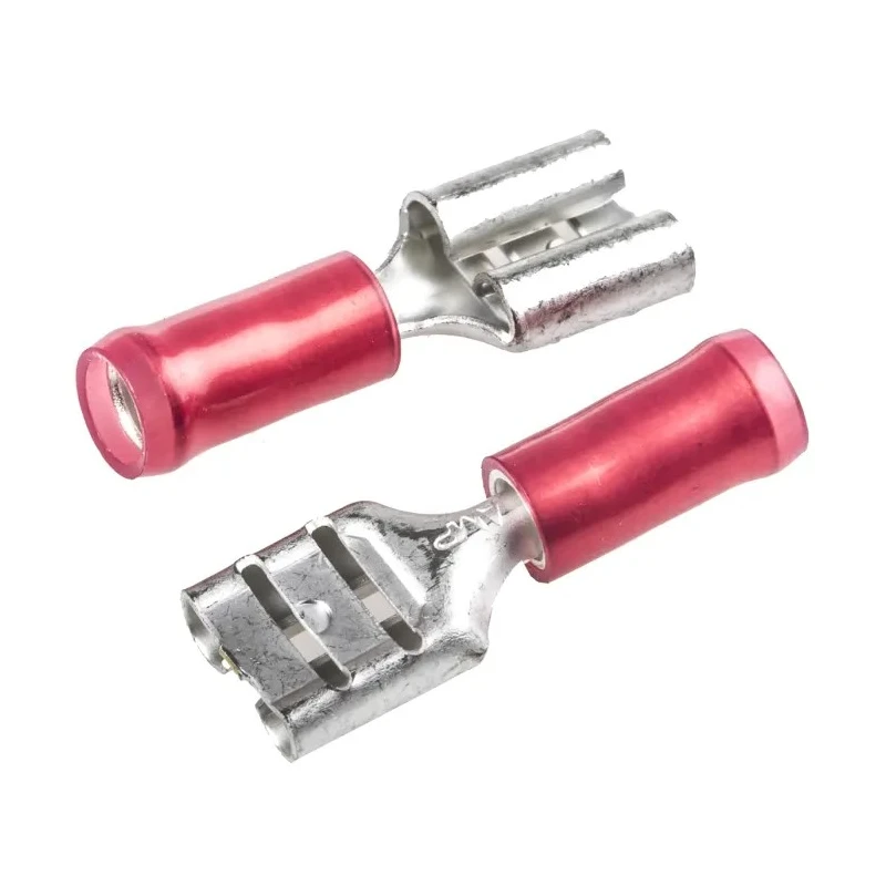 RS PRO PIDG FASTON 250 Red Insulated Female Spade Connector, Crimp, 6.35 x 0.81 mm Tab Size, 22–18 AWG 42599-2