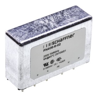 Schaffner PCB EMC Filter 6A 250V AC 400Hz Pin 1 Phase FN406
