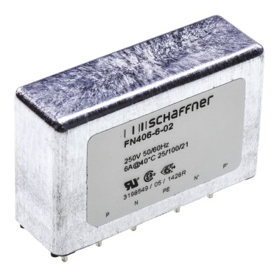 Schaffner PCB EMC Filter 6A 250V AC 400Hz Pin 1 Phase FN406