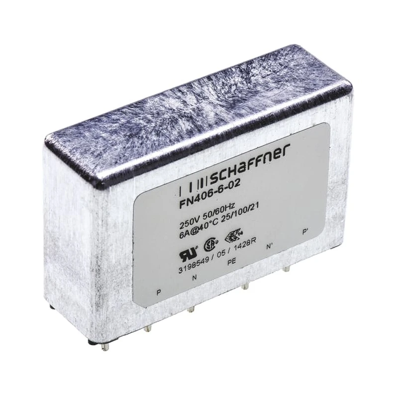 Schaffner PCB EMC Filter 6A 250V AC 400Hz Pin 1 Phase FN406