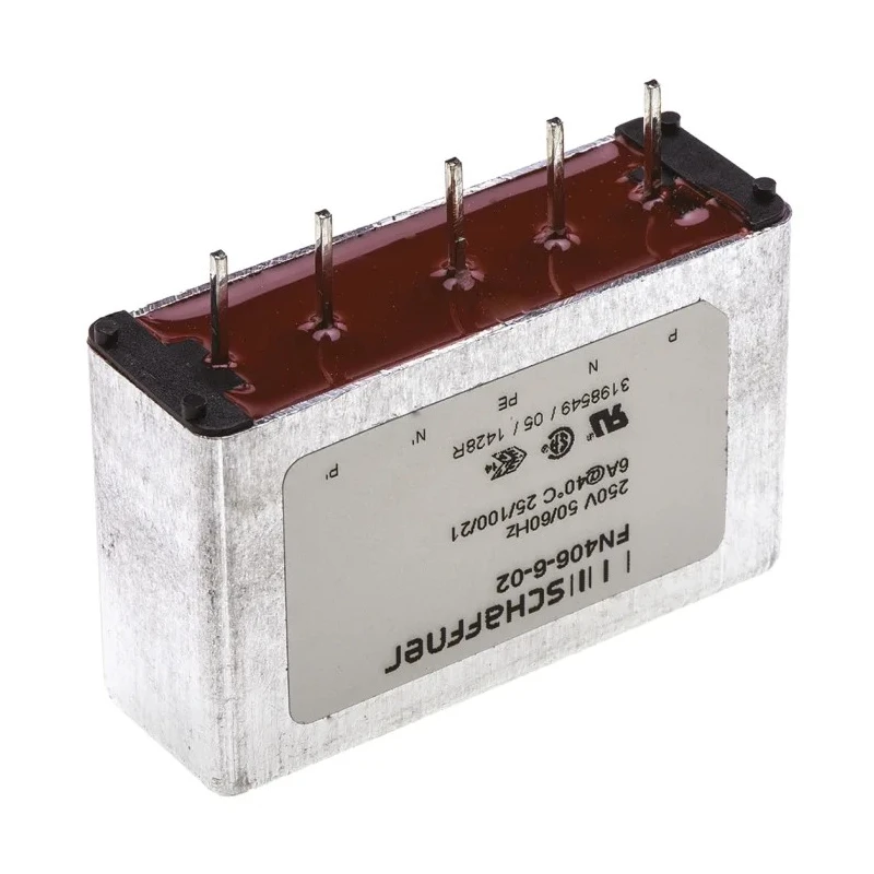 Schaffner PCB EMC Filter 6A 250V AC 400Hz Pin 1 Phase FN406