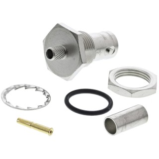 Telegartner BNC Series Panel Mount Female BNC Coaxial Connector, 50 Ω, Straight, Crimp, Nickel/Gold, J01001A1379