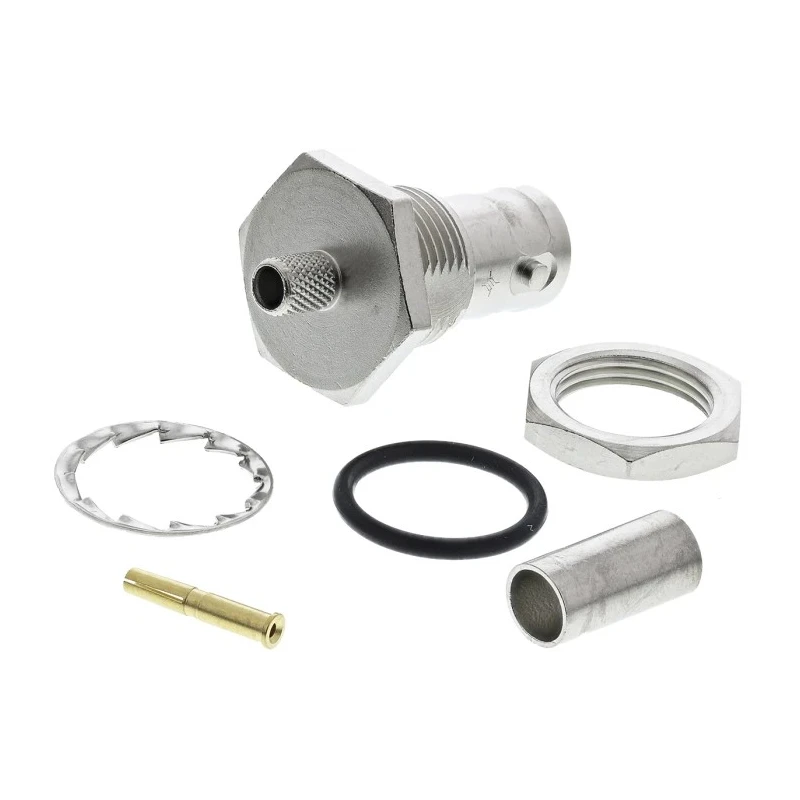 Telegartner BNC Series Panel Mount Female BNC Coaxial Connector, 50 Ω, Straight, Crimp, Nickel/Gold, J01001A1379