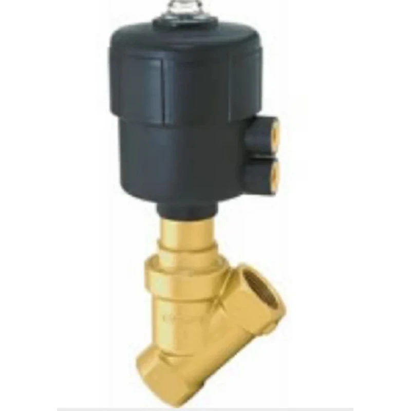 Buschjost Angle Seat Pneumatic Actuated Valve 10 Bar, 1 Inch Female, Spring Return, Dezincification Brass 8450400.0000.00000