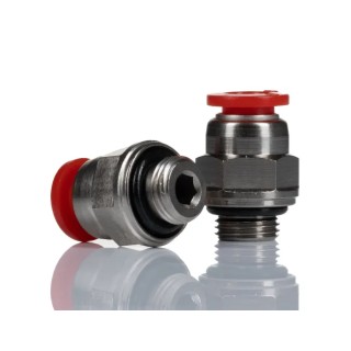 Norgren Pneufit C Series Male Pneumatic Fitting, Push-In Tube 6mm, G 1/8 Male, Plastic, Nickel Finish, C02250618