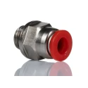 Norgren Pneufit C Series Male Pneumatic Fitting, Push-In Tube 6mm, G 1/8 Male, Plastic, Nickel Finish, C02250618