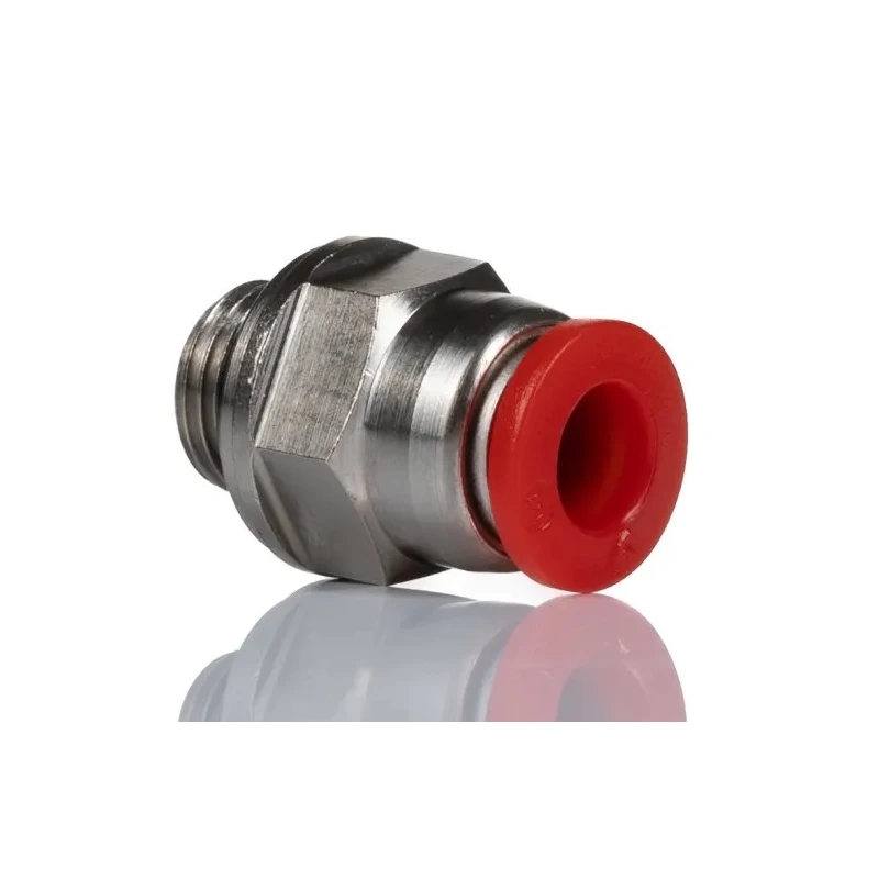 Norgren Pneufit C Series Male Pneumatic Fitting, Push-In Tube 6mm, G 1/8 Male, Plastic, Nickel Finish, C02250618