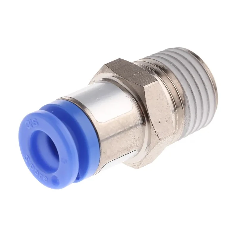 SMC KC Series Nickel Plated Brass Pneumatic Male R 1/4 inch, 6mm One-Touch Fitting KCH06-02S