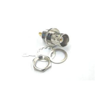 RS PRO Panel Mount BNC Coaxial Connector, Female, 50 Ω, Solder, Nickel Plated, Straight Body 218-4247