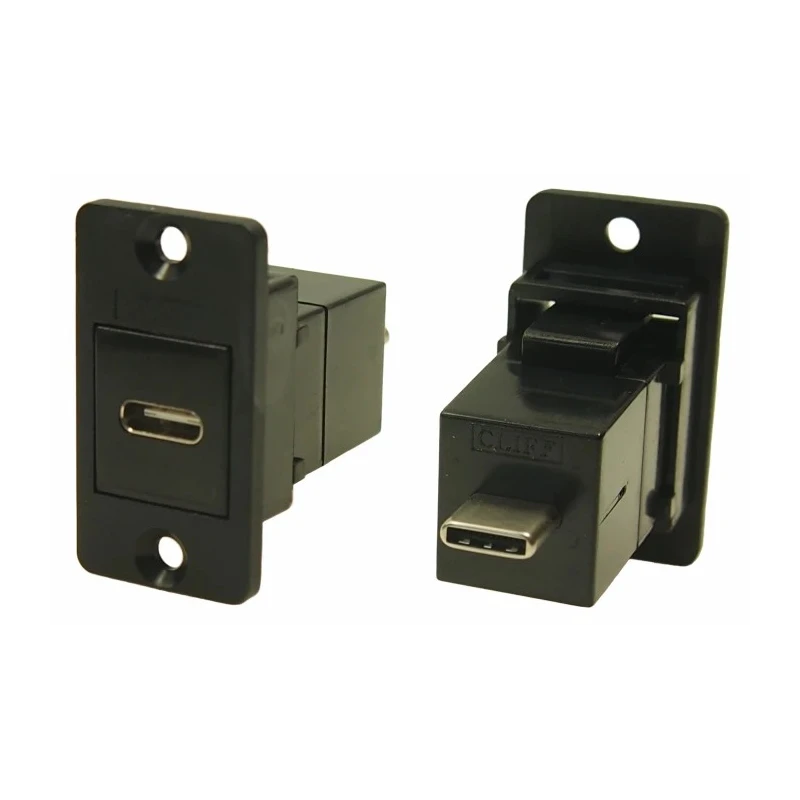 RS PRO Straight Panel Mount USB Type C Connector, Female/Male, 2 Port, 3A, 30V AC, Feedthrough, Model 218-8312