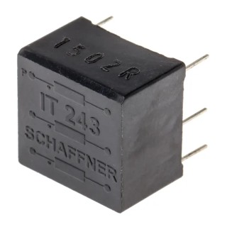 Schaffner Through Hole Pulse Transformer , 1:1:1 Turns Ratio, 2.5 mH Primary Inductance, 0.8Ω Primary Resistance, 1A IT243