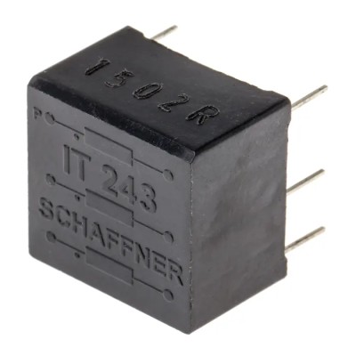 Schaffner Through Hole Pulse Transformer , 1:1:1 Turns Ratio, 2.5 mH Primary Inductance, 0.8Ω Primary Resistance, 1A IT243