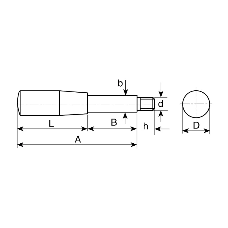 Elesa Lever Arm, M10 Male Thread, 14 mm Insert Length, Steel Shaft, Duroplast Handle, 203 mm, Black 3604