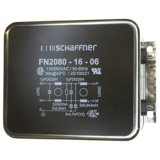 Schaffner Chassis Mount EMI Filter 16A, 250V AC/DC, 400Hz, 3 Phase, Fast-On Terminal FN2080