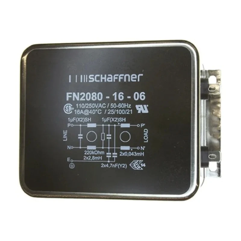 Schaffner Chassis Mount EMI Filter 16A, 250V AC/DC, 400Hz, 3 Phase, Fast-On Terminal FN2080