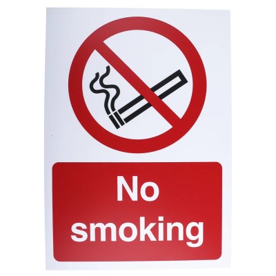 RS PRO Plastic No Smoking Prohibition Sign English, 200 x 150 mm, Pack of 5 863-003