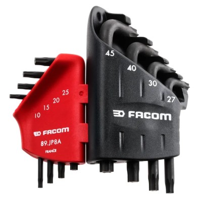Facom 8-Piece L-Shape Torx Key Set, Compact Case, T10–T45, 89.JP8A
