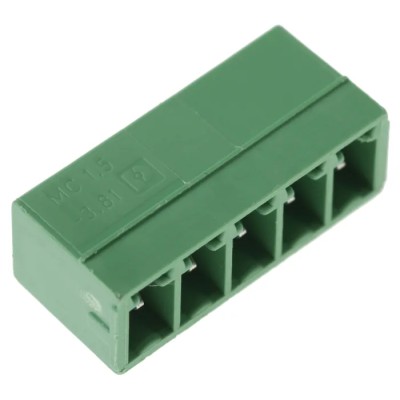 Phoenix Contact MC 1.5/5-G-3.81 Series Pluggable Terminal Block, 5-Contact, 3.81 mm Pitch, 1 Row, Male, 8A, 300V 1803303
