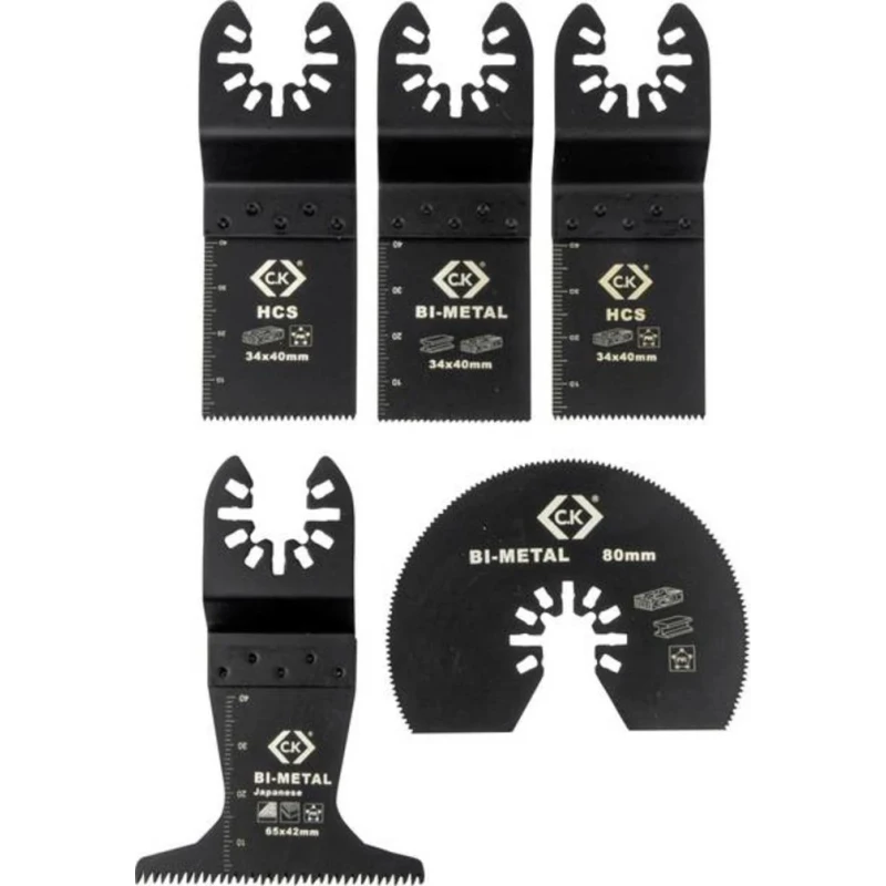 CK Multitool Blade Set, 5 Pieces, Compatible with Bosch Multi X, Dremel Multi Max, Fein, Milwaukee, Craftsman, Ridgid T0870