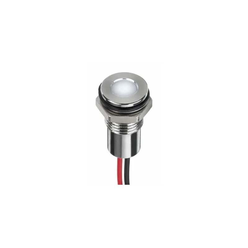 RS PRO 8 mm White Panel Mount LED Indicator, 24V DC, IP67, Wire Termination 220-8948