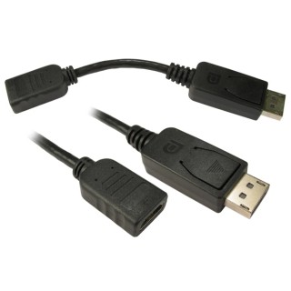 RS PRO DisplayPort to HDMI Adapter, Male DisplayPort to Female HDMI, 150mm, Black 220-6490