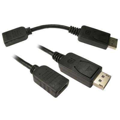RS PRO DisplayPort to HDMI Adapter, Male DisplayPort to Female HDMI, 150mm, Black 220-6490