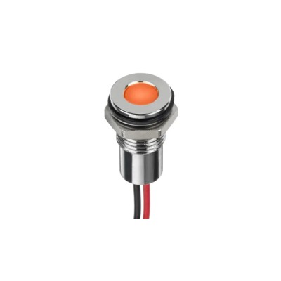 RS PRO Panel Mount LED Indicator, Orange, 8 mm, Wire Termination, IP67, 1.8V, 20mA, 500mcd 220-8970