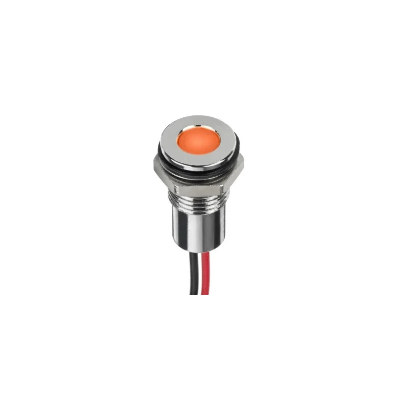 RS PRO Panel Mount LED Indicator, Orange, 8 mm, Wire Termination, IP67, 1.8V, 20mA, 500mcd 220-8970
