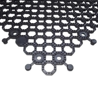 RS PRO Black Anti-Slip Tile Polyvinyl Chloride Interlocking Holes Finish 500 mm x 500 mm x 16 mm 221-7912