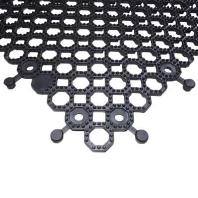 RS PRO Black Anti-Slip Tile Polyvinyl Chloride Interlocking Holes Finish 500 mm x 500 mm x 16 mm 221-7912