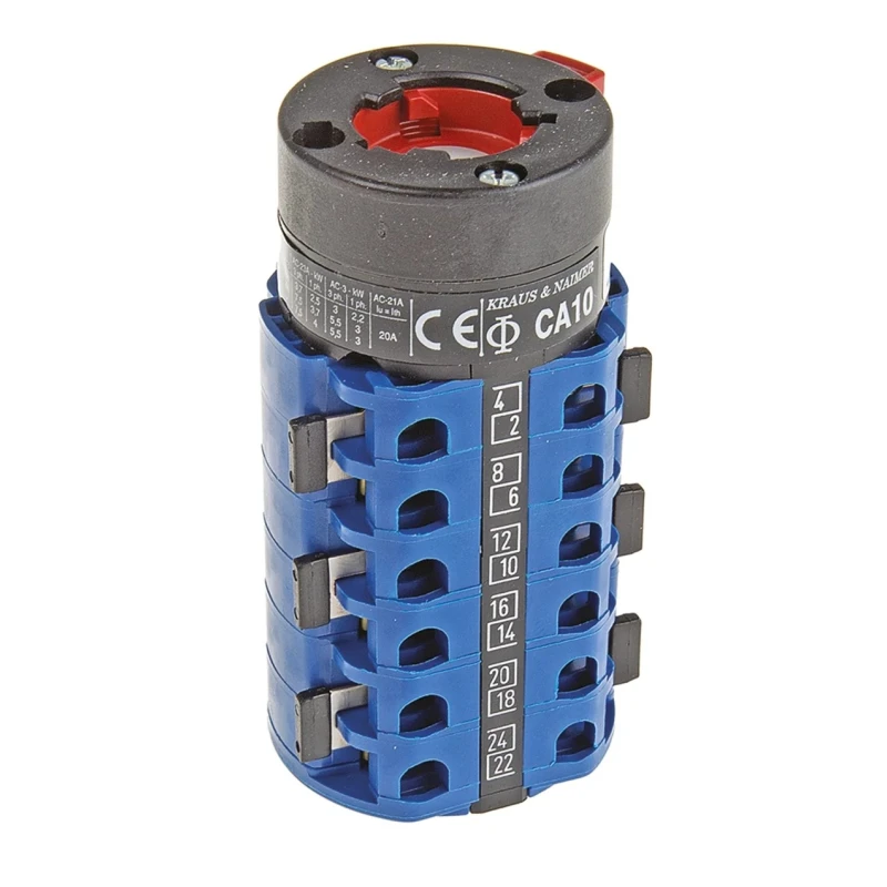 Kraus & Naimer Cam Switch 3 Positions, 6 Poles, 60° Throw, 20A, Screw Terminal, IP42/IP65, 690V CA10.A362/GBA001.*FT
